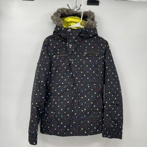 Burton Dry Ride Lush Snowboard Jacket Black W/Multi-Color Squares Women's Size S